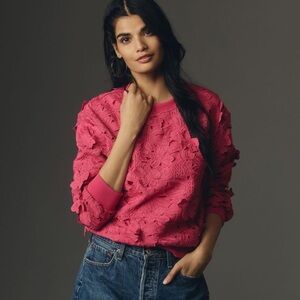Endless Rose Floral Lace Sweater / Sweatshirt Pink XS